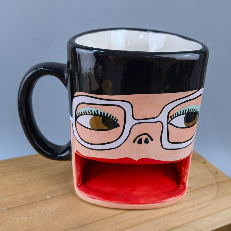 Taza de bolsillo de forma especial personalizada, taza de desayuno de galleta, taza de lechada, taza de galleta de cerámica, taza de agua intercalada