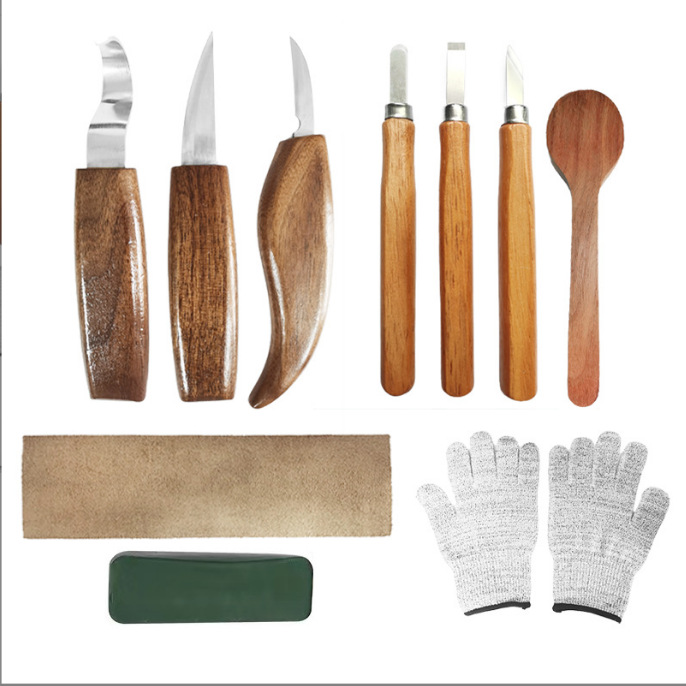 Suministro directo de fábrica DIY herramientas de carpintería manual cuchillo de talla de madera cuchara Placa de excavación cuchillo curvo corte cuchillo de madera cuchillo de corte raspado cuchillo de madera