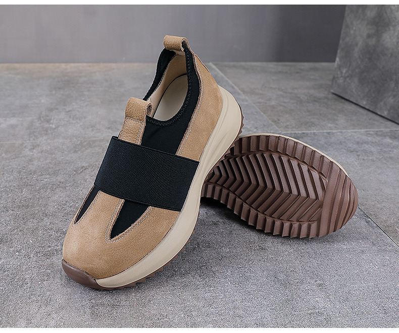 Giày sneaker nữ da bò đế dày cổ điển phong cách Agan — Đen trắng chi tiết 14