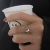 Tide, adjustable ring, simple and elegant design, 2024 years, on index finger, Japanese and Korean