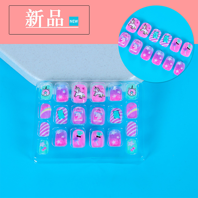 Cross-Border 20-Piece Boxed Unicorn Nail Stickers Finished Fake Nails with Adhesive Backing Nail Pieces Children's Cartoon Wearable Nails Cross-Border 20-Piece Boxed Unicorn Nail Stickers Finished Fake Nails with Adhesive Backing Nail Pieces Children's Cartoon Wearable Nails