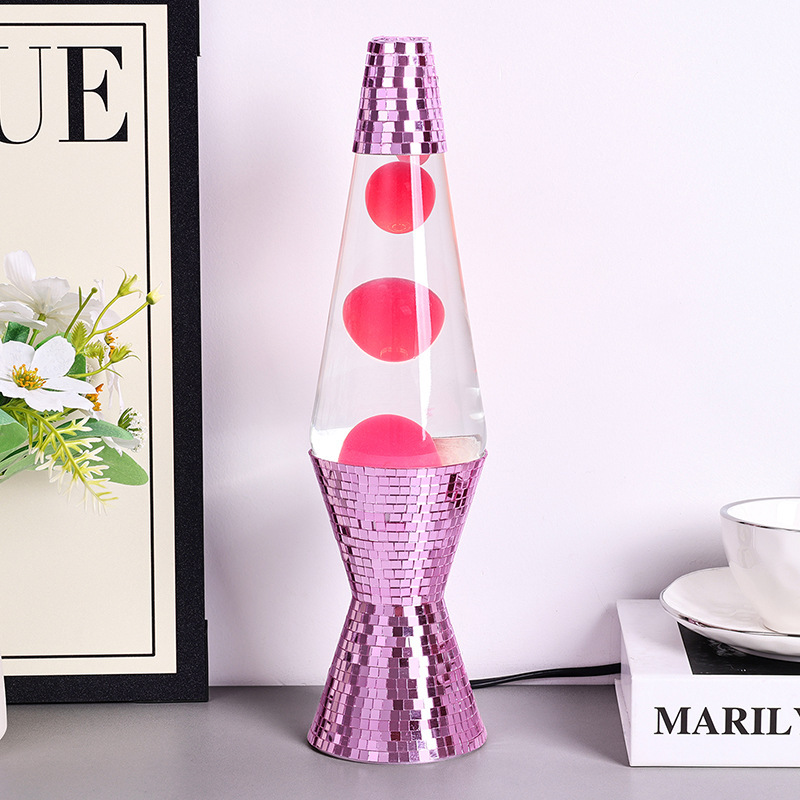 Customized Cross-Border European and American Nostalgic Interior Decoration Lava Pink Glass Decorative Patch Clear Water Pink Wax Lava Lamp