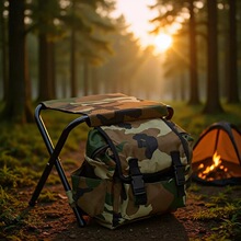 折叠椅登山保温双肩包野外露营钓鱼背包凳定制印logo露营桌椅套装