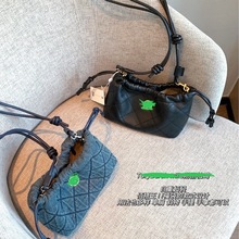 新款 tory*b高级感tb菱格链条包爆款流行单肩斜挎水桶包羊皮/牛仔