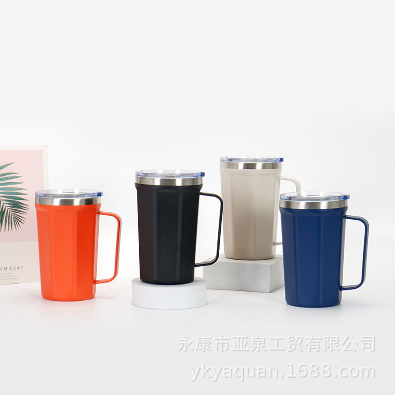 Taza de mango de vacío de doble capa transfronteriza Taza de aislamiento de coche portátil taza de café de mantenimiento en frío taza de oficina personalizada