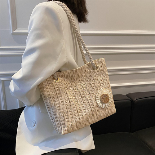 Large-capacity woven bag women's autumn  new trendy fashion single shoulder underarm bag casual western style large handbag