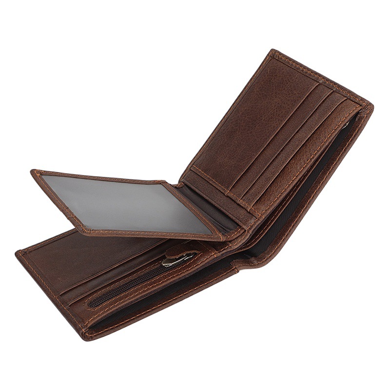 Jiameda Retro Genuine Leather Wallet Manufacturer Foreign Trade Wholesale Multi-Card Slot Wallet Dollar Bill Holder Horizontal Style Coin Pocket Ultra-Thin