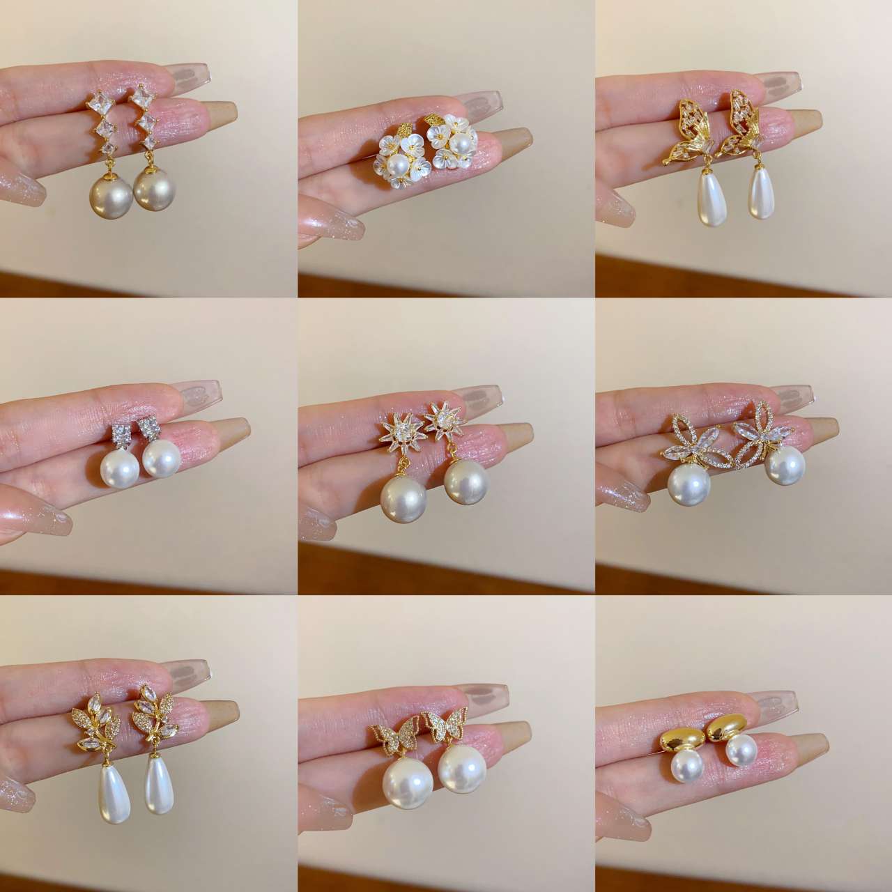 1 Pair Sweet Flower Plating Imitation Pearl Drop Earrings display picture 2