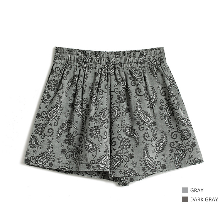 Artistic Paisley Cashew Pattern Pocket Elastic Waist Elegant Jacquard 3/4 Shorts Summer Fashion Hot Pants