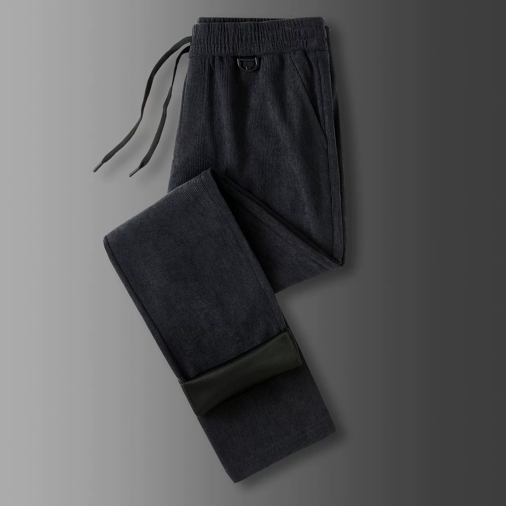 Модные вельбо Corduroy флис демисезонные брюки для отдыха, свободный прямой крой, на эластичной ленте, для среднего возраста