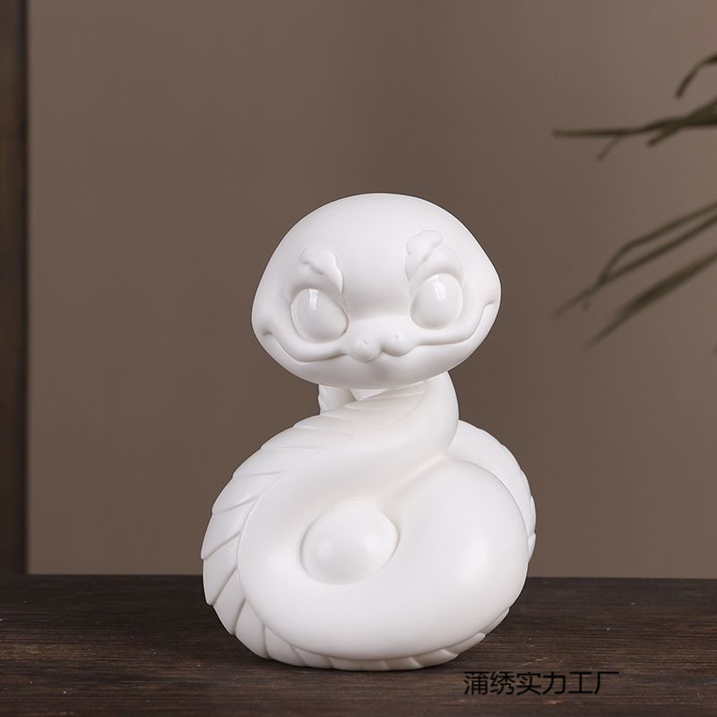 뱀의 창조적 인 세라믹 조디악 년 동물 장식 마스코트 허리 허리 연구 책상 거실 장식 선물