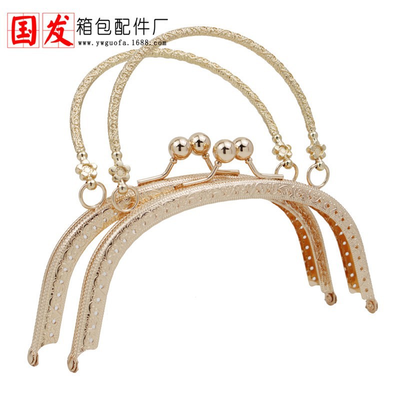 16.5CM arco relieve S patrón de mano oro portátil oro accesorios de bolsa diy