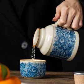 汝窑金万花小暖壶功夫茶具大容量陶瓷中式泡茶壶焖茶壶单壶保温瓶