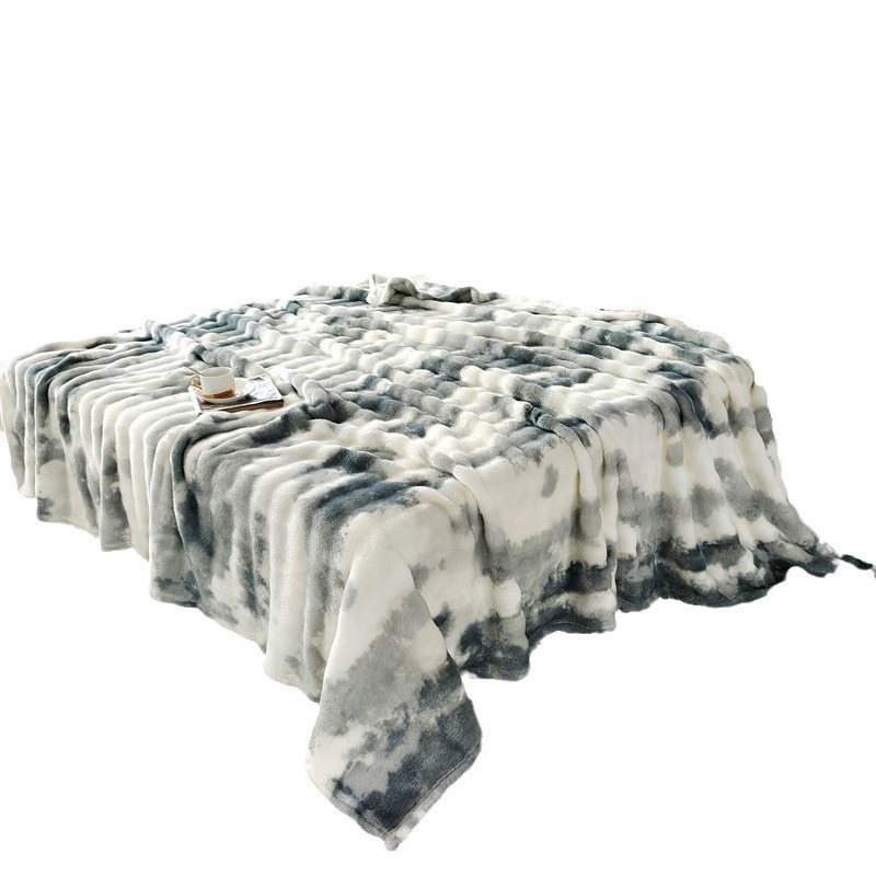 Manta de lana de burbuja a juego de color de impresión transfronteriza de comercio exterior Manta de sofá de terciopelo de leche con brida de felpa de conejo de imitación Manta de siesta con cubierta de aire acondicionado