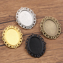 1个4色 内径18X25mm 时光宝石底托 椭圆合金胸针 diy配件时尚通勤