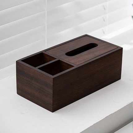 Caja de pañuelos de nogal negro hogar caja de pañuelos de estilo chino sala de estar multifuncional caja de almacenamiento de madera maciza mesa de té caja de organización