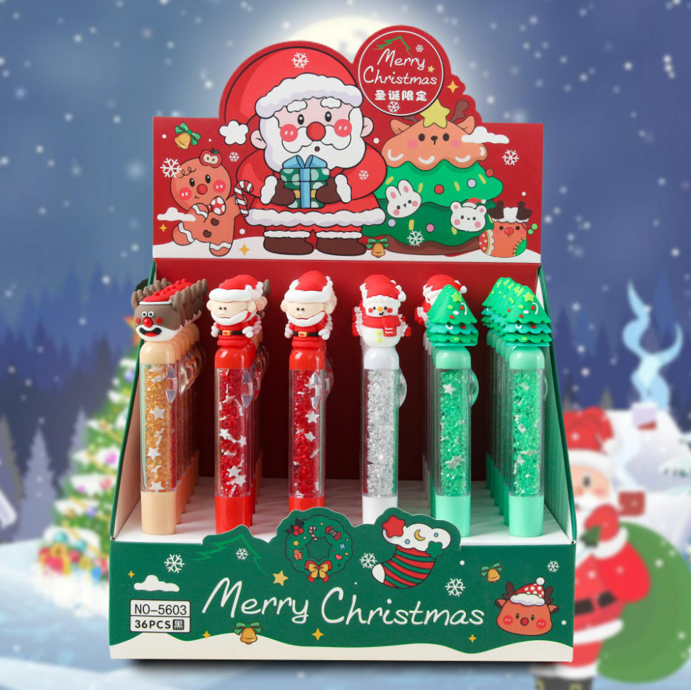 Papelería de Navidad debe ser un bolígrafo de goma de dibujos animados de alto valor creativo para regalos de Santa Claus