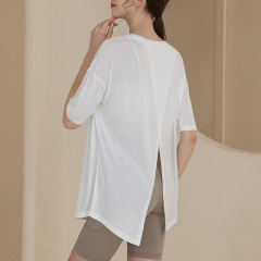 New Tencel Snowflake Sports Top Women's Loose Slim Short-Sleeved T-Shirt Casual Running Fitness Yoga Cover-Up Summer