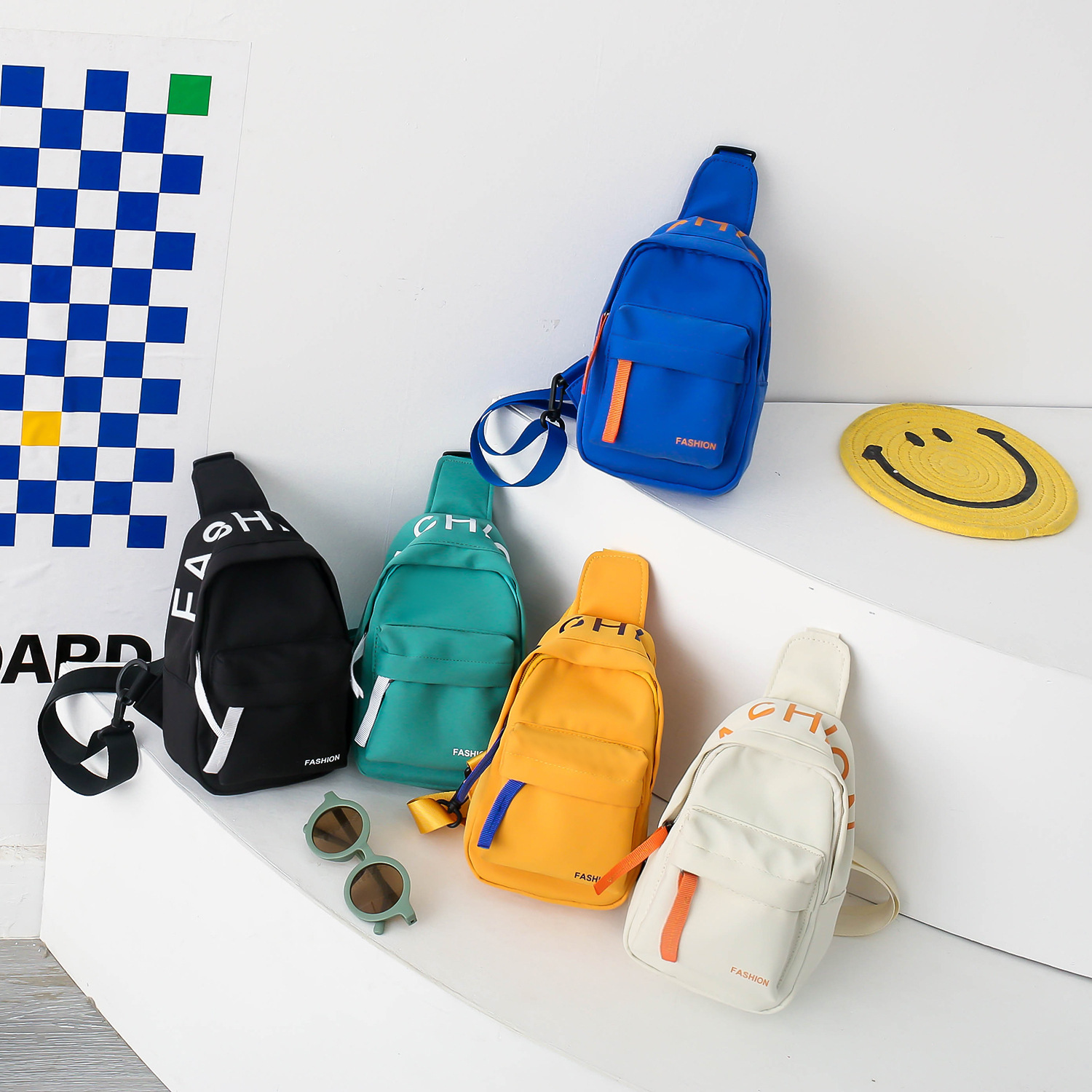 Ins Sports Trendy Cool Fashion Fabric Letters Children Boys Handsome Chest Bag Mobile Phone Crossbody Bag Men's Wholesale