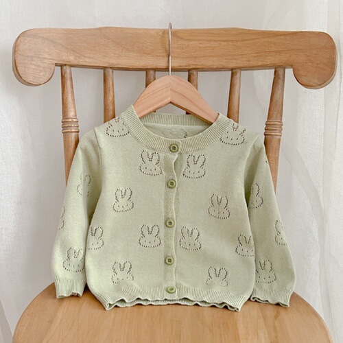 Hollowed-out children's knitted cardigan, girls 'long-sleeved coat, shawl, baby sweater, sunscreen, air-conditioning shirt, thin wholesale