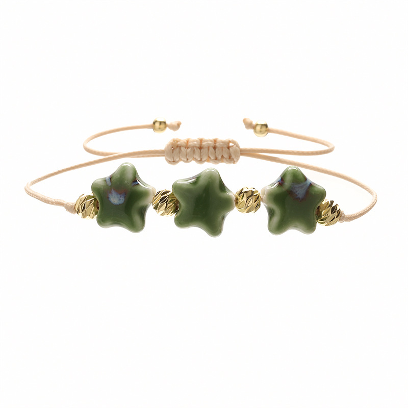 Transfronterizo europeo y americano Amazon TEMU Ceramic Little Star Pulsera para mujer Pulsera con cuentas salvaje Joyas al por mayor