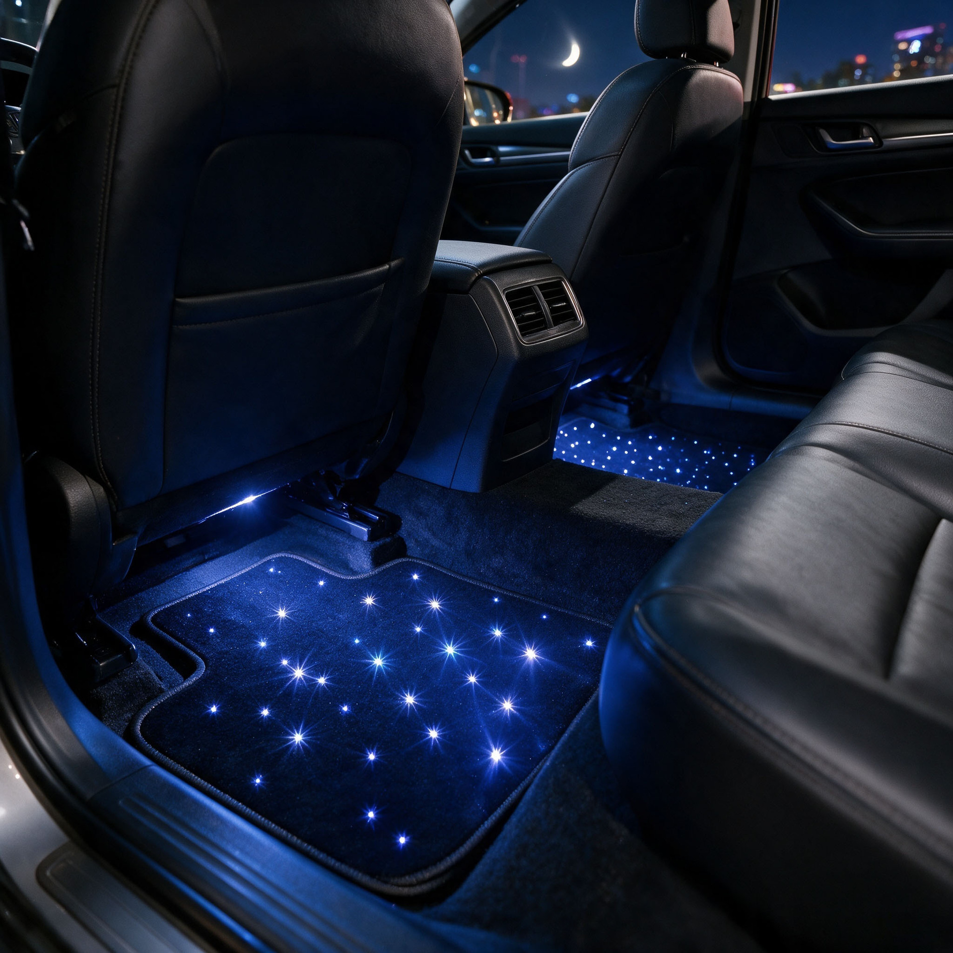 Cross-border supply LED starlight car floor mats with multi-color flashing ambient lighting, APP-adjustable lighting, luminous car floor mats