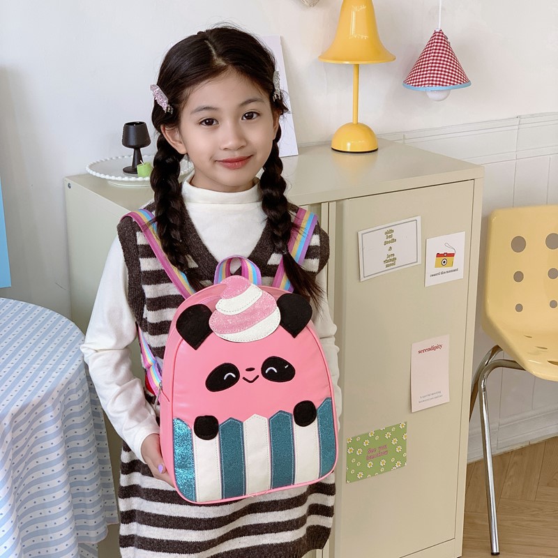 Caricatura lindo panda gigante mochila para niños y niñas, mochila para bebés de jardín de infantes, nueva mochila para niños de nubes de color