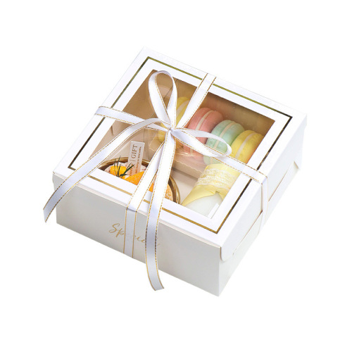 4 pieces of paper window-selling afternoon tea dessert baking paper cup macaron puffs Basque cake packaging box
