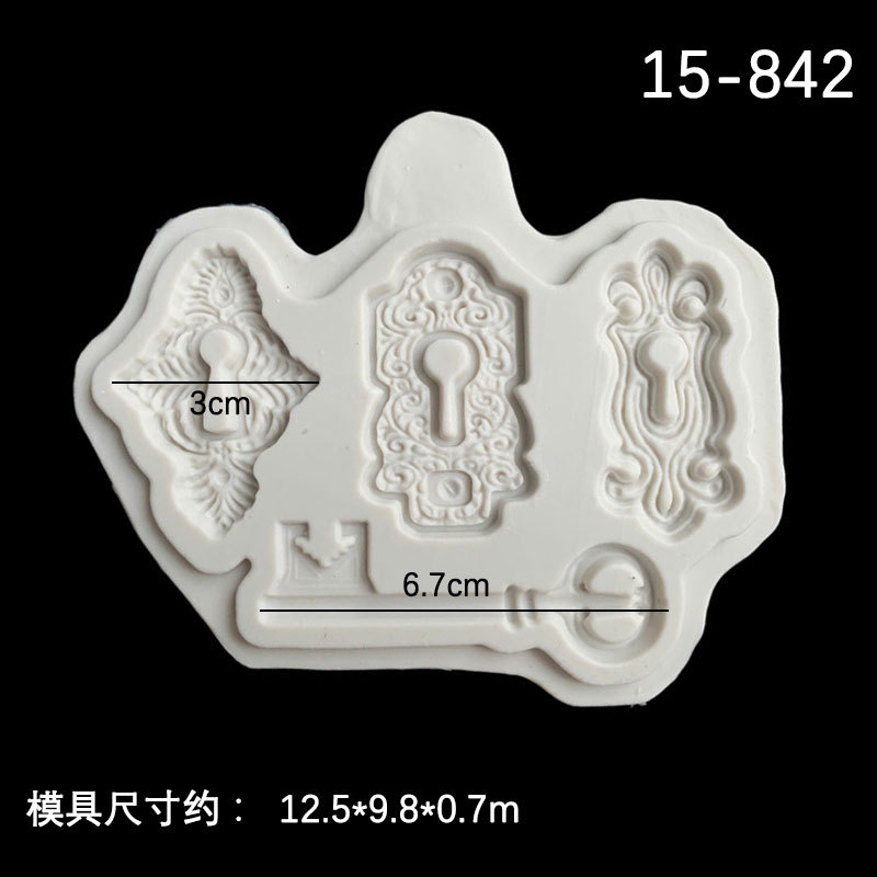 Retro en relieve clave silicona fondant DIY molde hecho a mano pastel de chocolate epoxi decoración Accesorios