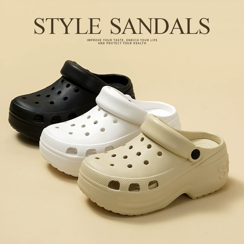 Женские летние сабо с эффектом "пошлепать по какашке", закрытые тапочки на каблуке, подходят для улицы, пляжная обувь, оптовые сандалии из EVA.