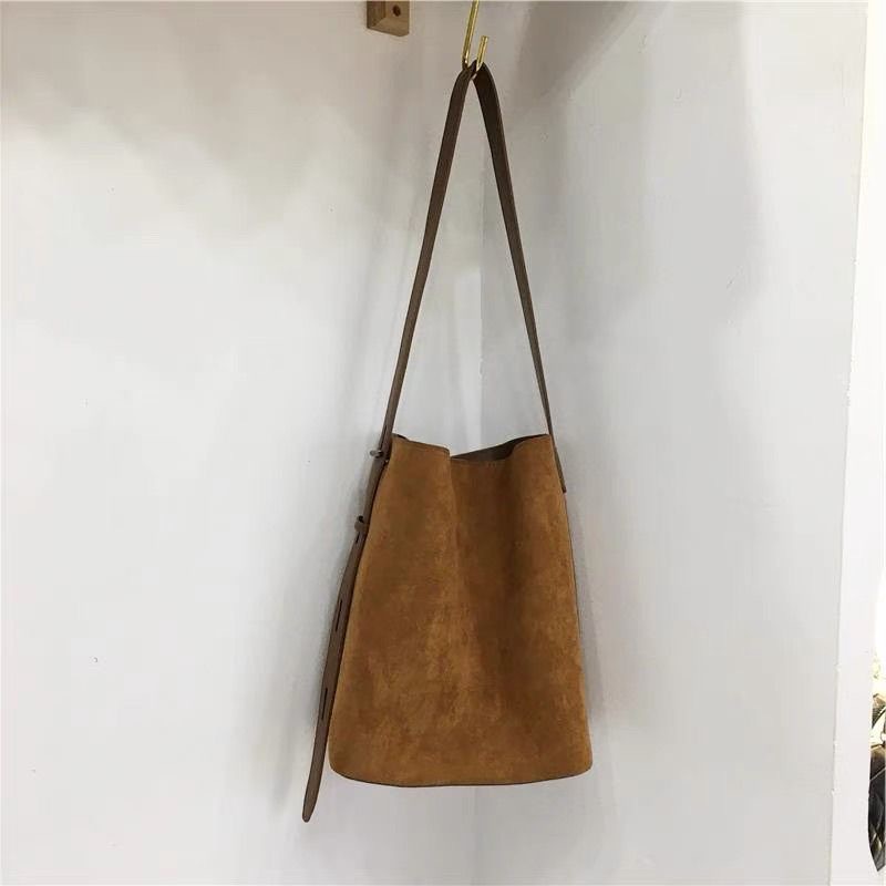 Korean Style Niche Ins Suede Retro Leopard Print Bucket Bag Versatile Shoulder Crossbody Tote Bag For Women - Thumbnail 8