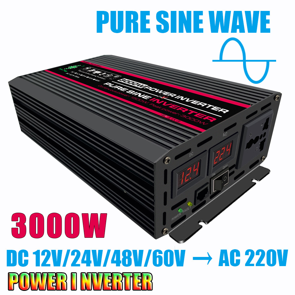 12V24V48V60V转220V110V1500W峰值3000W纯正波逆变器带LED显示屏