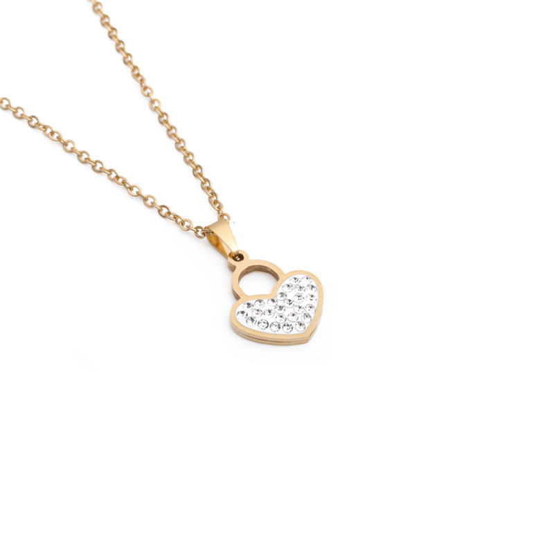 Simple Heart Zircon Pendant Necklace display picture 3