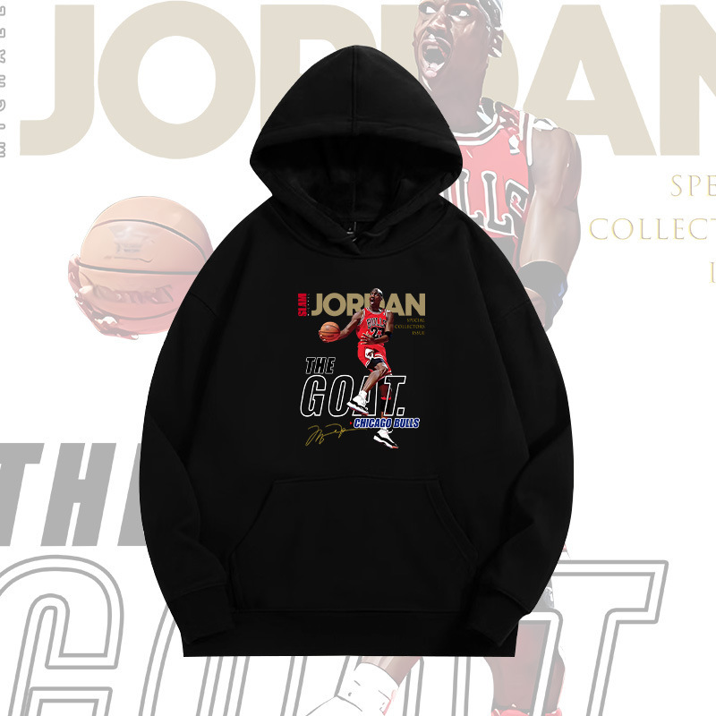 Joe Bangzhu American Basketball Hooded Pullover Sweatshirt for Men, Spring and Autumn, Youth Trendy Loose Fit Drop Shoulder Long Sleeve Jacket