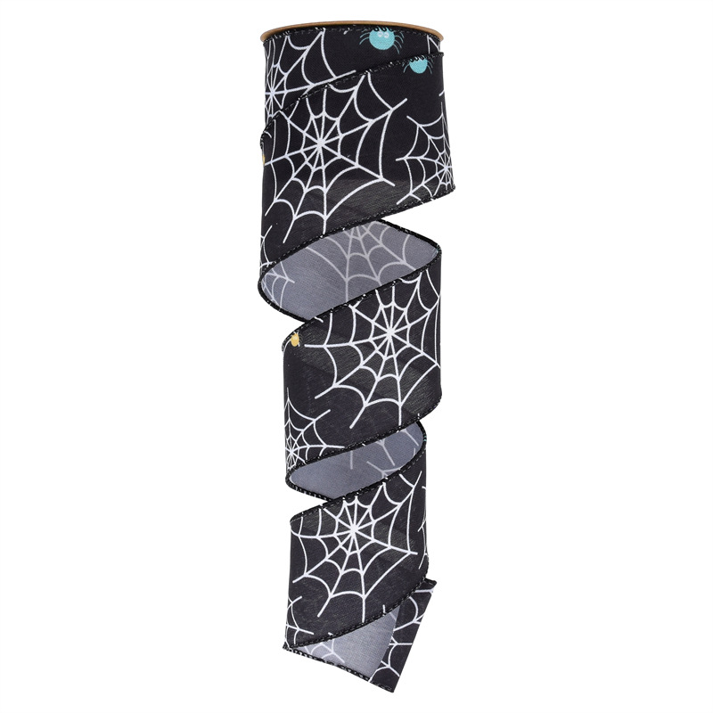 63mm transfronterizo Amazon nueva imitación de la cinta de Halloween fantasmas más araña de alambre de hierro calabaza decoración cinta 5 yardas