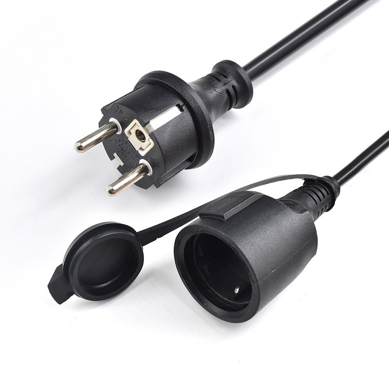 European-Style German Power Cord Certified Three-Core Waterproof Power Cord Plug Three-Way European Plug European Standard American Standard