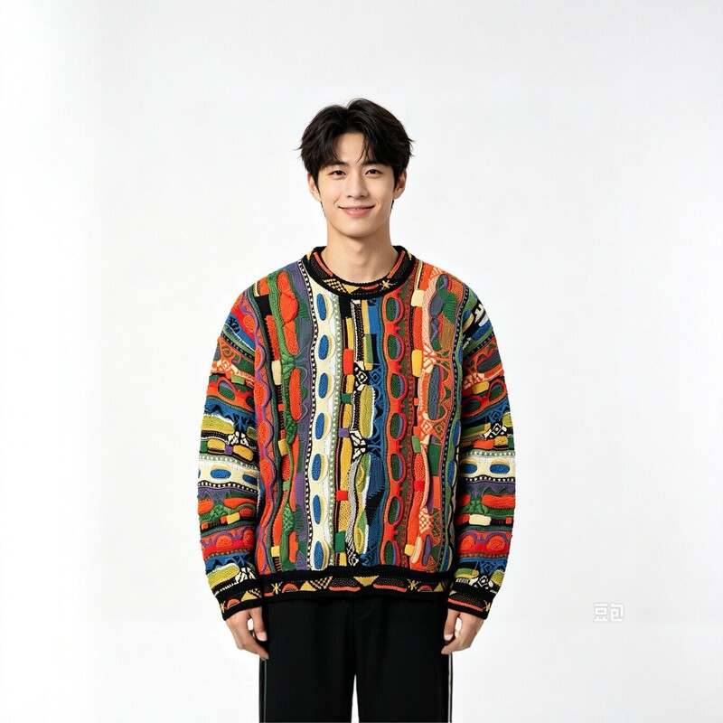 Source factory vintage colorful jacquard sweater for men, autumn and winter Coogi style bitter melon pattern knitwear, in-stock wholesale Source factory vintage colorful jacquard sweater for men, autumn and winter Coogi style bitter melon pattern knitwear, in-stock wholesale