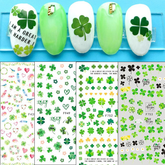 Four-Leaf Clover Manicure Stickers Nail Stickers Summer Leaves Ginkgo Leaves Tropical Plants St. Patrick's Day F752-761