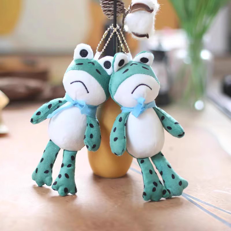 Tiktok mismo estilo pierna larga Rana pequeño colgante de juguete felpa Rana muñeca dibujos animados bolsa adornos llavero