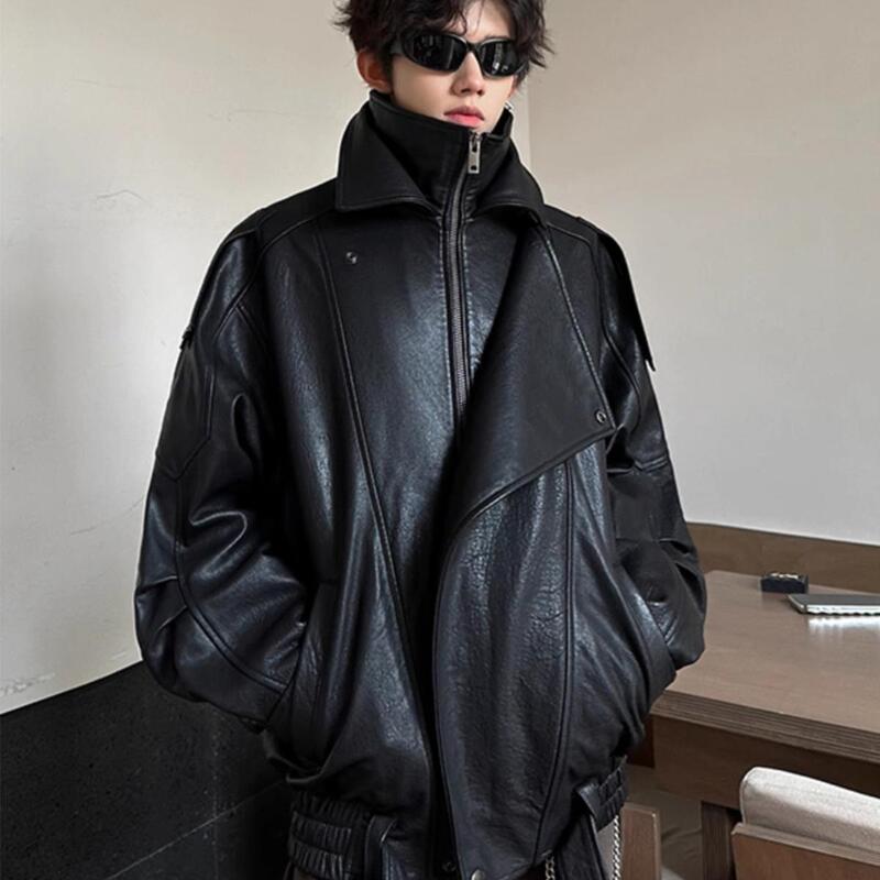 American Retro Stylish Leather Jacket for Young Men, Motorcycle Jacket, Pilot Leather Jacket, Spring and Autumn Trendy Brand Retro Loose Coat