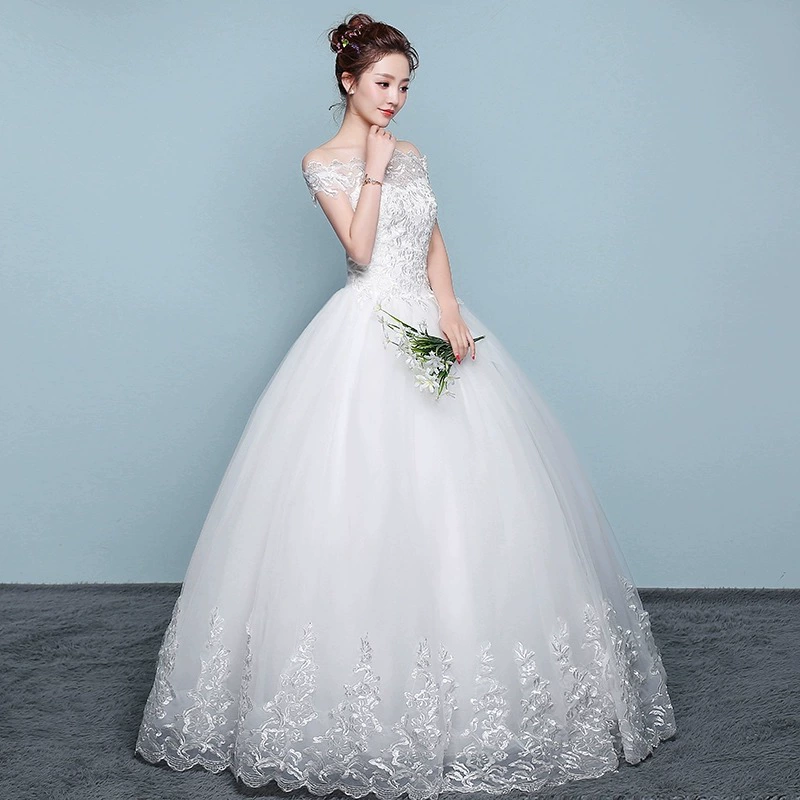 Wedding 2025 new temperament bride simplicity and neutral wedding dresses, shoulder, shoulder -style Korean small people are thin and slim