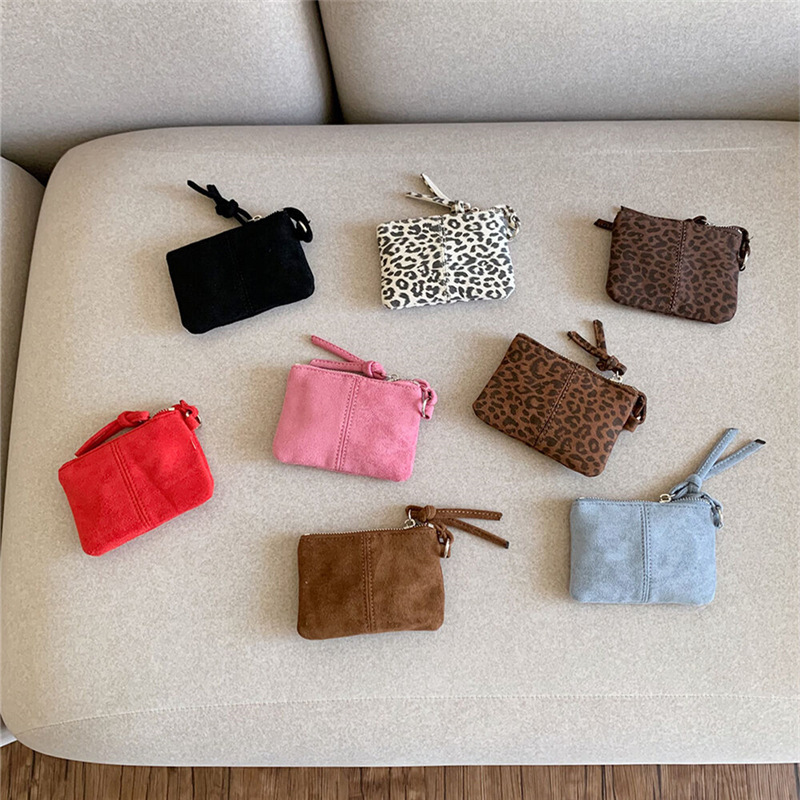 Neck-Hanging Mini Small Bag Distinctive Fashionable Leopard Print Lipstick Coin Purse Autumn Women's Shoulder Suede Bag Small Square Bag