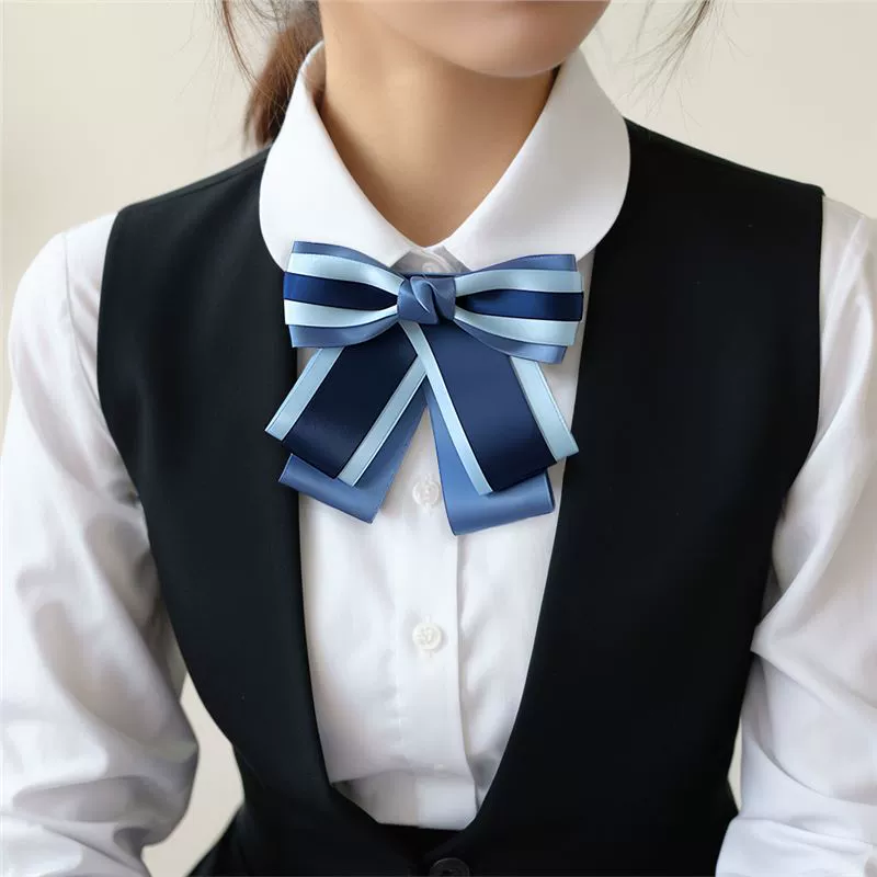 Linghua Women's Professional Bank Terminal Flower Set Construction Bank Mobile Shirt Employees Rural Commercial Collar Blue Accessories