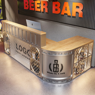 Industrial style wrought iron bar cashier bar cafe corner counter western restaurant gym front desk reception desk