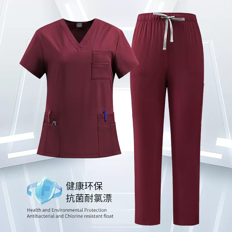 护士服男女医生亲肤舒适洗手衣v领套装医护专用工作服跨境亚马逊