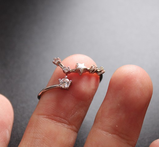 Inlay Design Casual Simple Style Constellation Alloy Inlay Rhinestones Women's Open Rings