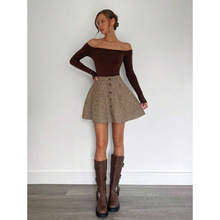 N 35094 Retro single breasted skirt ���ŵ��ſ۶�ȹ�羳��