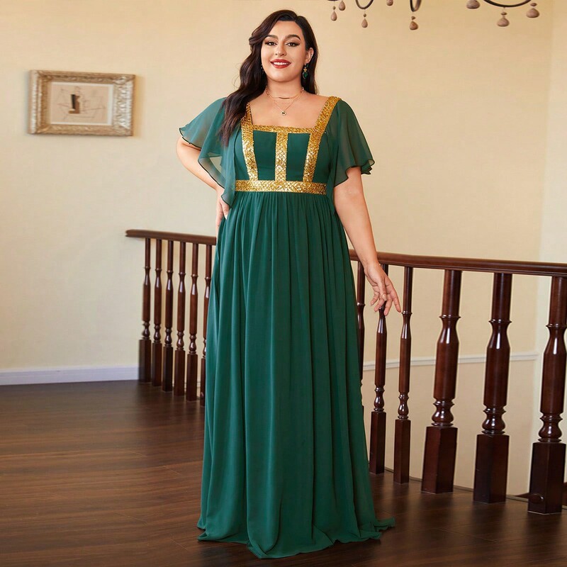 European and American New Style Chiffon Long Dress, Sexy and Flowy, Everyday Dress, Prom Party Dress, Plus Size Evening Gown, Adult Dress