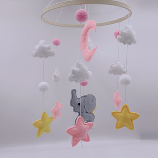Amazon Nordic Style Bed Bell Felt Elephant Hanging Decoration for Baby Crib and Stroller, Hand-Eye Coordination Soothing Tool for Infants