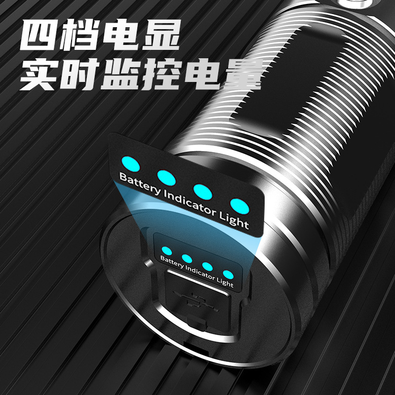 Linterna láser blanco tipo C carga rápida cola pantalla eléctrica telescópica zoom linterna emergencia al aire libre luz fuerte foco remoto